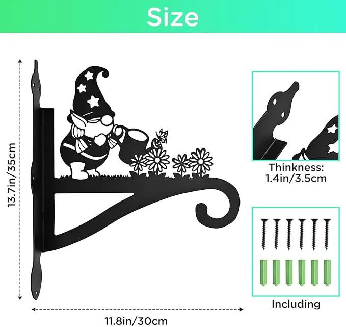 Christmas Plant Hangers Outdoor Iron Heavy Duty Ornamental Gnome Silhouette Wall Mounted Hanging Plant Bracket for Flower Pot Lantern Bird Feeder Wind Chimes Christmas Decoration by GreenHaven Gardens
