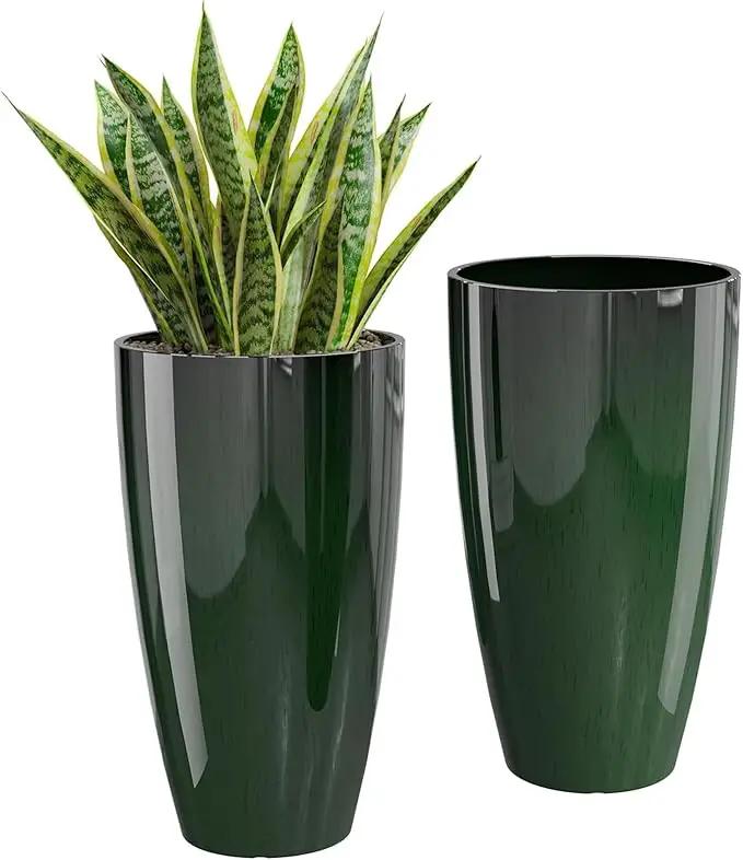 QCQHDU 21 inch Tall Planters for Indoor & Outdoor Plants, 2 Pack Sturdy Plant-Flower-Tree Pots for Front Porch Patio Deck Living Room Decor by GreenHaven Gardens