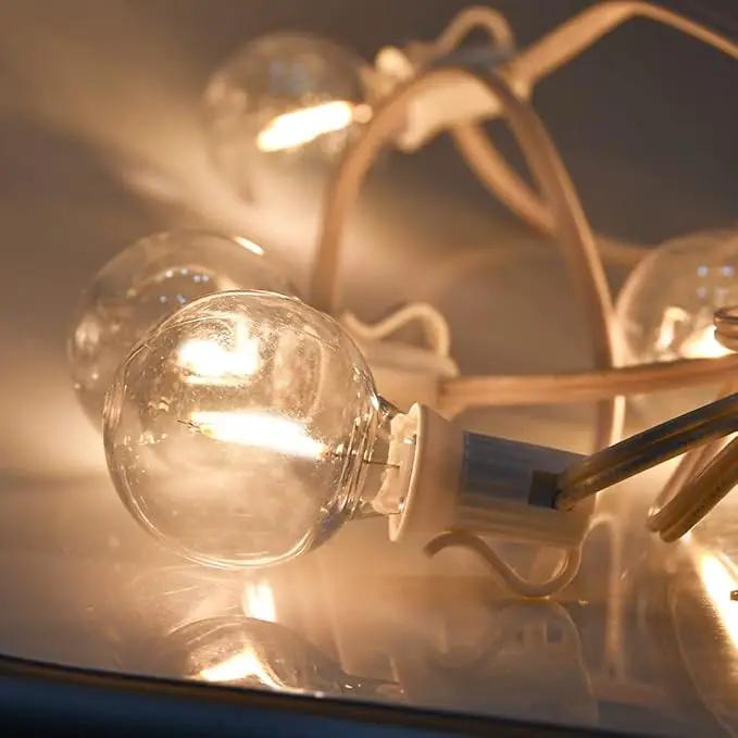 Outdoor LED String Lights 50ft - G40 Edison Bulbs with Clear Plastic Globes, Dimmable Waterproof Commercial Grade Fairy Lights for Wedding/Backyard/Cafe, Indoor Outdoor Party Decoration (Warm White) by GreenHaven Gardens