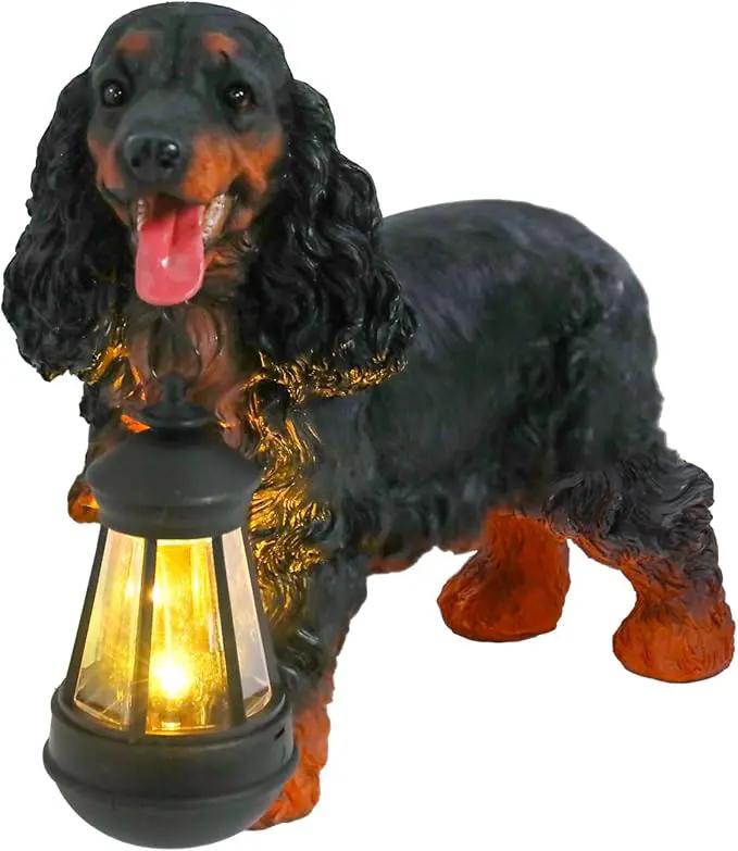 Afirst Solar Dog Statue Garden Decor- Outdoor Decor with Solar Lantern Lovely American Cocker Spaniel Figurine Patio Lawn Yard Art Ornaments Housewarming Gift by GreenHaven Gardens