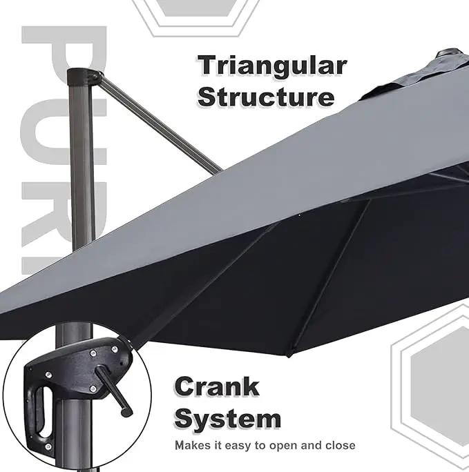 PURPLE LEAF 10' X 13' Patio Umbrella with Base Outdoor Cantilever Rectangle Offset Umbrella with 360-degree Rotation for Garden Deck Pool Patio Light Grey by GreenHaven Gardens