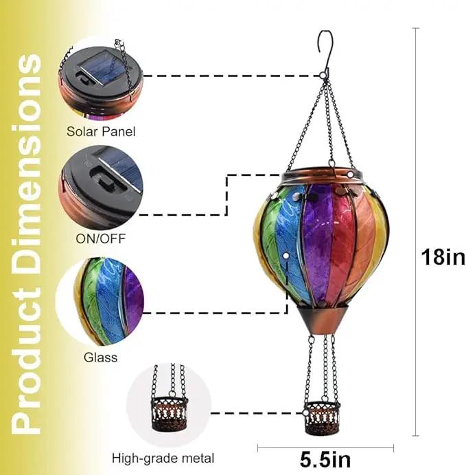 Hot Air Balloon Solar Lantern with Flickering Flame Outdoor Waterproof Decorative Hanging Light for Garden Patio Yard and Party Decor by GreenHaven Gardens