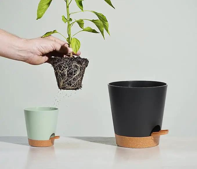 Self Watering Pots 7Pack Planting Pots for All Indoor Plants, Flower Planting Pots with Drainage Hole and Reservoir Black Plastic Succulent Planter Modern Decorations/Gift Idea by GreenHaven Gardens