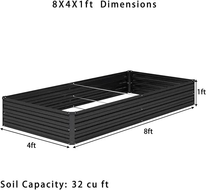 8x4x1ft(2 Pack) Galvanized Raised Garden Bed,Outdoor Planter Box Metal Patio Kit Planting Bed for Vegetables Flowers Herb,Black by GreenHaven Gardens