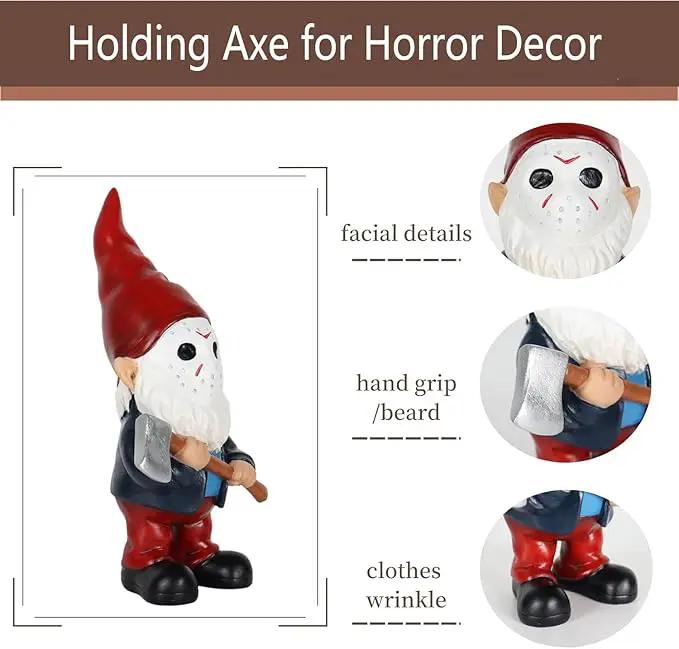 Garden Gnomes Halloween Decorations Gift Christmas Gnome Home Decor Gnome Statue Holding Axe by GreenHaven Gardens