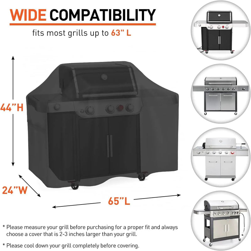 65 Inch Grill Cover Waterproof and Fade Resistant Barbecue Gas Grill Covers for Outside, All Weather Protection Compatible with Weber Char Broil Nexgrill and More Grills by GreenHaven Gardens