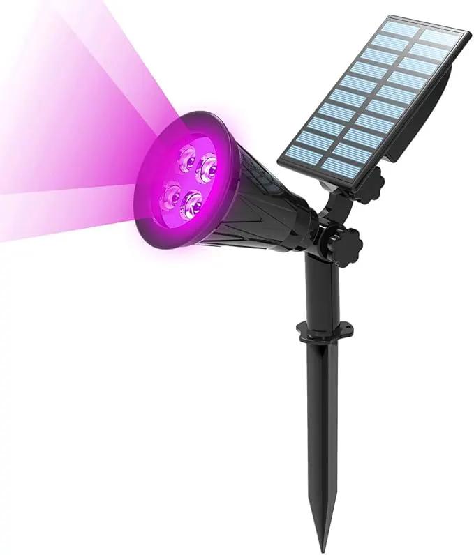 T-SUN Solar Spotlights, 4 LED Solar Waterproof Outdoor Landscape Lights, Auto-on/Auto-Off by Day, 180 Angle Adjustable for Tree, Patio, Yard, Garden, Driveway, Stairs, Pool Area(Purple-1Pack) by GreenHaven Gardens