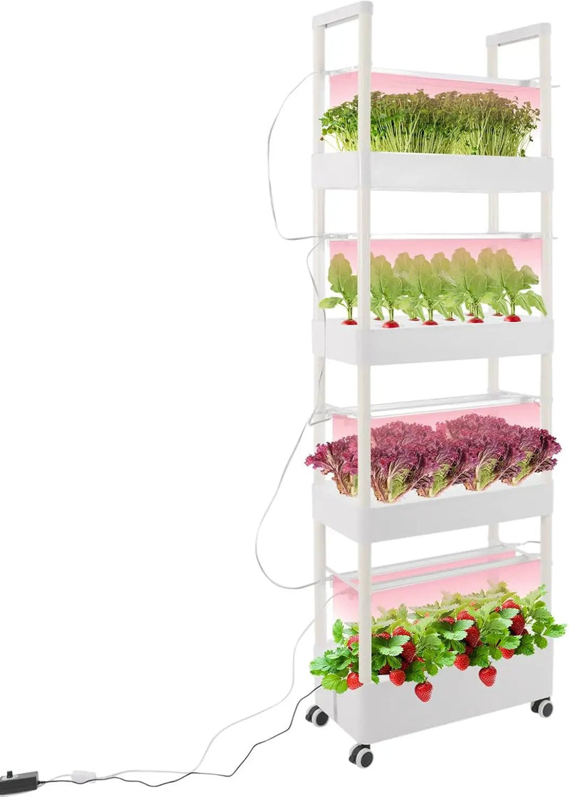Hydroponic Growing Tower System Kit, 56-Plant Vertical Hydroponics Garden Tower with LED Grow Light, for Outdoor Indoor Herbs Fruits Vegetables Smart Garden Planter Kit by GreenHaven Gardens