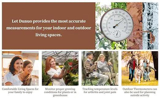 4-Inch Copper Outdoor Thermometer - Analog Temperature Gauge for Patio, Greenhouse and Garage. Decorative, Weather-Resistant, Solid Brass Swivel Design (4inch Thermo&Hygrometer) by GreenHaven Gardens