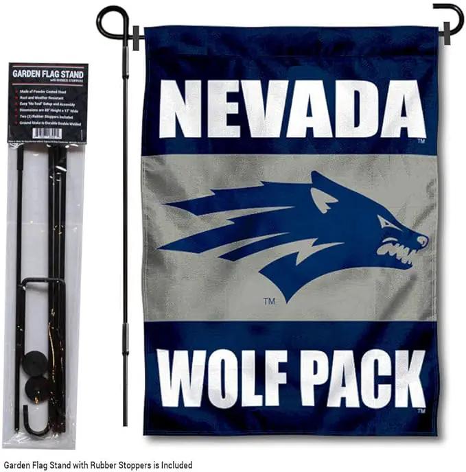 College Flags & Banners Co. Nevada Wolfpack Garden Flag with Pole Stand Holder by GreenHaven Gardens