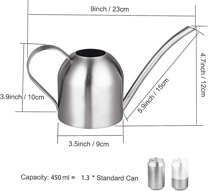 IMEEA Small Watering Can for Indoor Plants Stainless Steel Bonsai Watering can Mini Metal (15oz/450ml) by GreenHaven Gardens