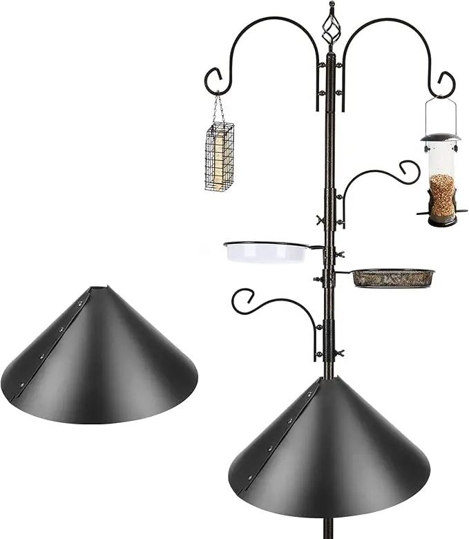 Deluxe Bird Feeding Station Kit - Wild Bird Feeder Hanging Pole With Multi Feeder, Suet Cage, Planter Hanger, and Squirrel Guard Baffle for Attracting Birds by GreenHaven Gardens