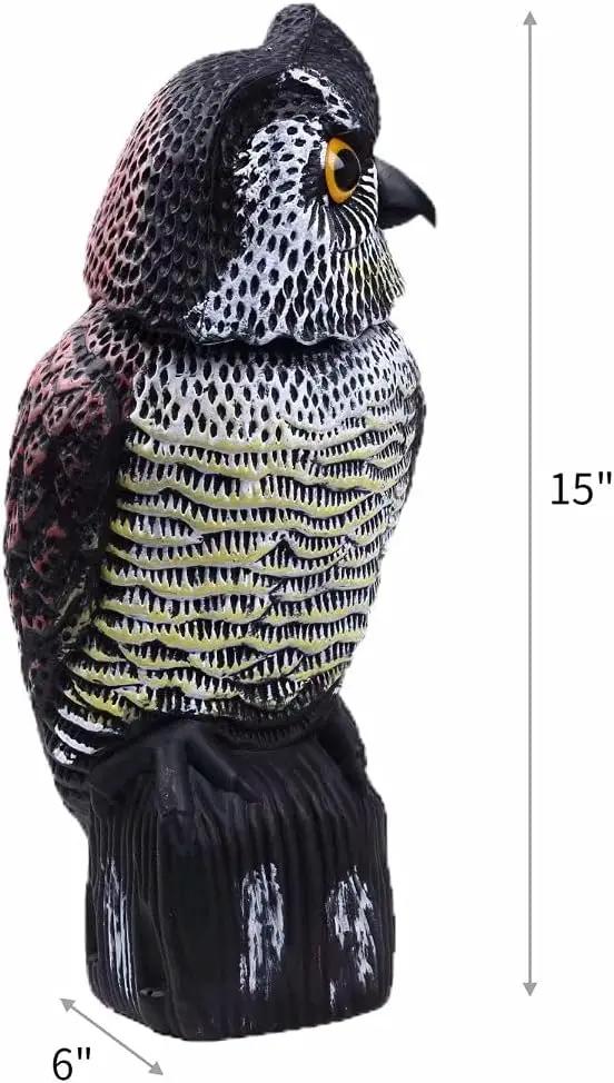 Owl Decoy 360 Rotate Head, Scarecrow Fake Owls Natural Enemy Realistic Owls to Scare Birds Away by GreenHaven Gardens
