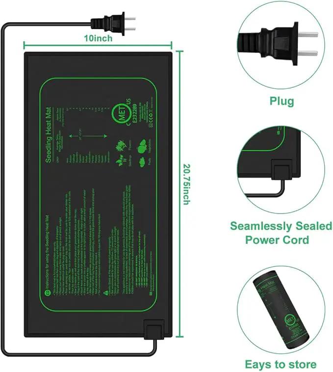 2 Pack 21W Seedling Heat Mat for Seed Starting,10" x 20.75" Waterproof Heating Pad for Indoor Plants Germination by GreenHaven Gardens