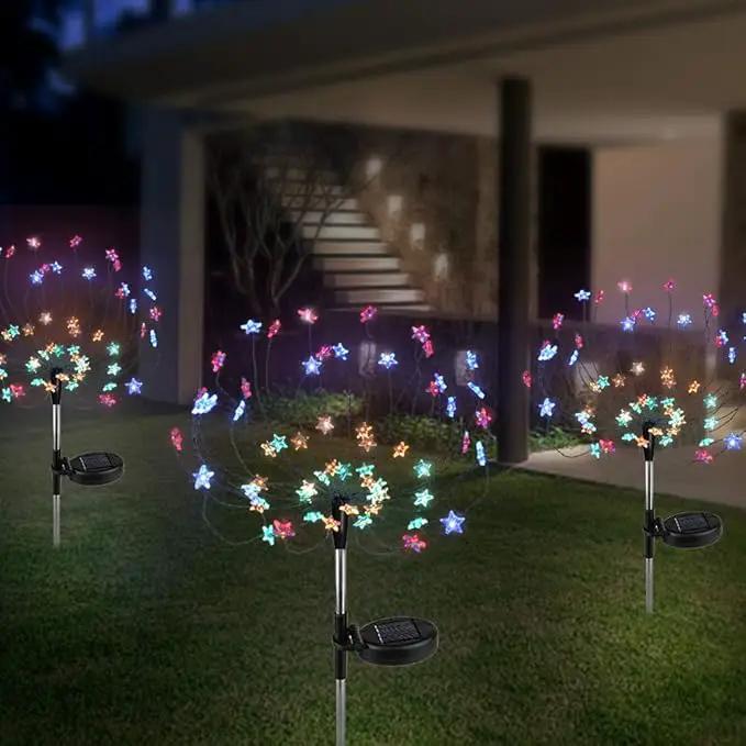 DIY Solar Garden Lights ETL Certified, Solid/Flash Color Changing LED Solar DIY Flowers Stars Lights Outdoor, RockyMars Waterproof Solar Powered Pathway Lights for Path Lawn Walkway Patio Yard, 2 Pack by GreenHaven Gardens