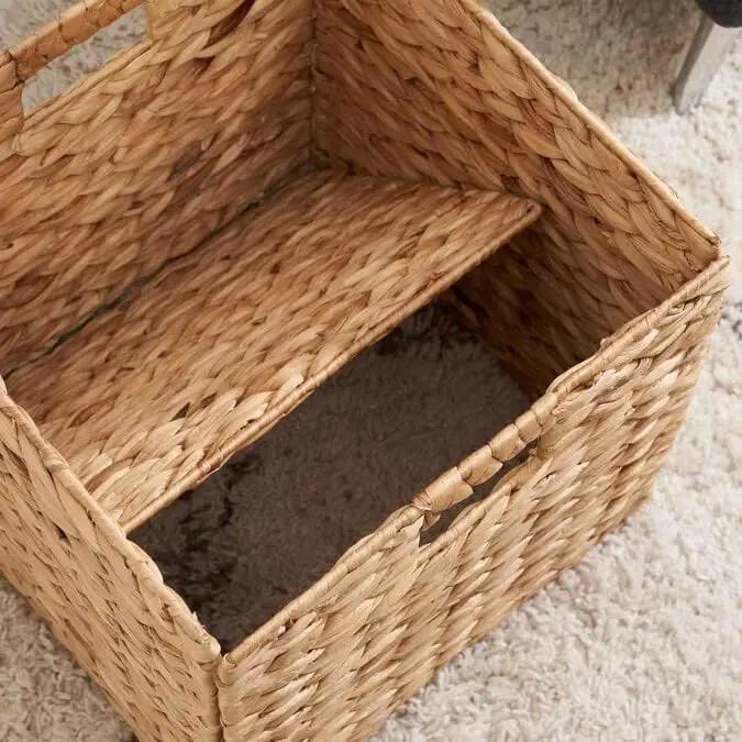 10.5 x 10.5 Storage Cubes – Water Hyacinth Wicker Baskets for Organizing, Wicker Storage Cubes, Storage Baskets for Shelves (4 Packs 10.5in) by GreenHaven Gardens