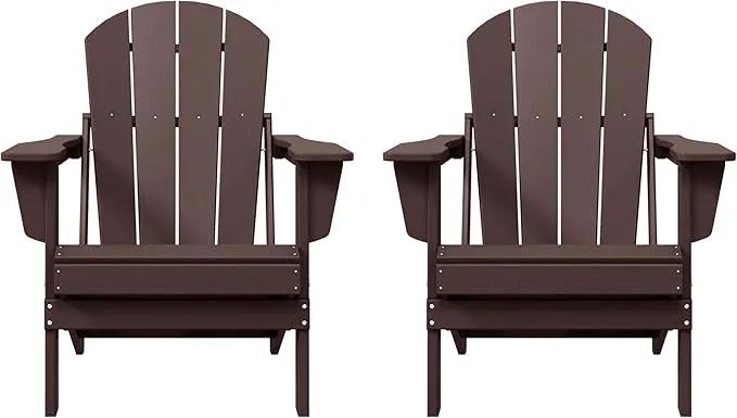 Westin Outdoors Laguna WO Home Furniture Adirondack Chair 2 PCS Set Outdoor Folding Patio Chair for Bon Fire Pit Garden Lawn Backyard Lounging Relaxing (Dark Brown) by GreenHaven Gardens