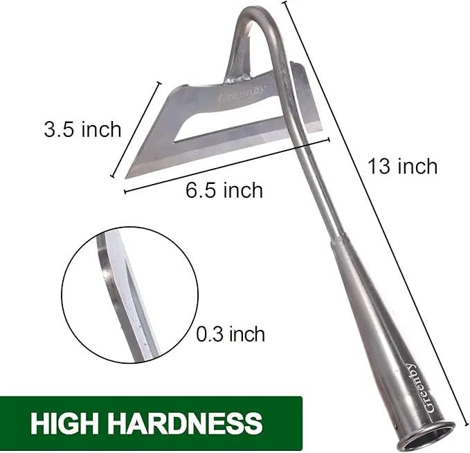 Garden Hoe, Weeding Tool, Full Stainless Steel Hollow Hoe, Heavy Duty,Sharp Hardened Hand Hoe for Gardening, Backyard Weeding, Loosening, Farm Planting by GreenHaven Gardens