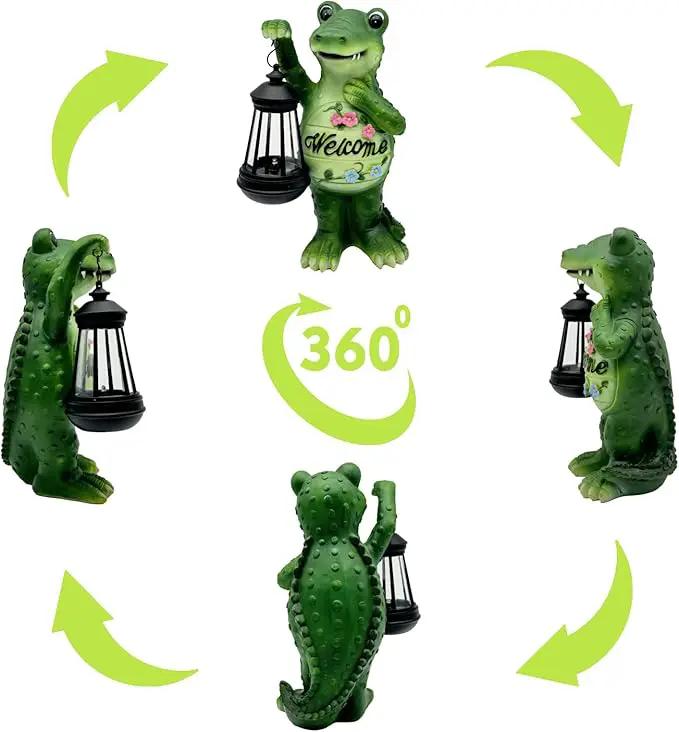 Solar Lantern Garden Alligator Statues Decor, Outdoor Crocodile Figurine Lights for Yard Patio Decoration - Unique Christmas Housewarming Gift for Grandma Wowen Mom by GreenHaven Gardens