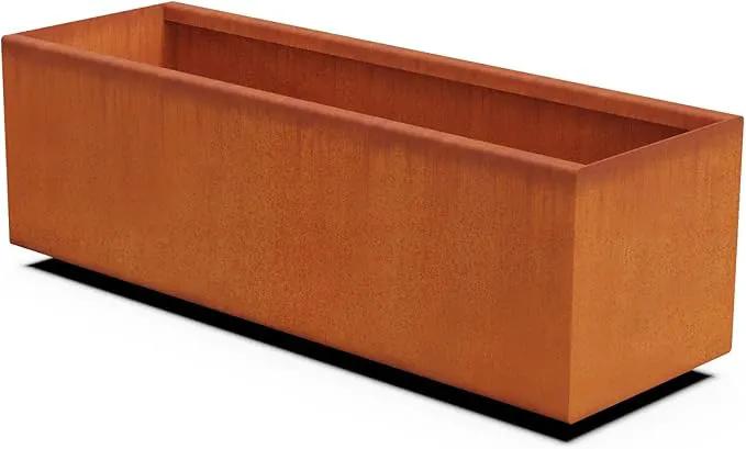 Corten Steel Raised Garden Bed – 36-Inch Large Rectangular Planter Box | Heavy Duty, Low Profile Metal Design | Made in USA, Fully Assembled by GreenHaven Gardens