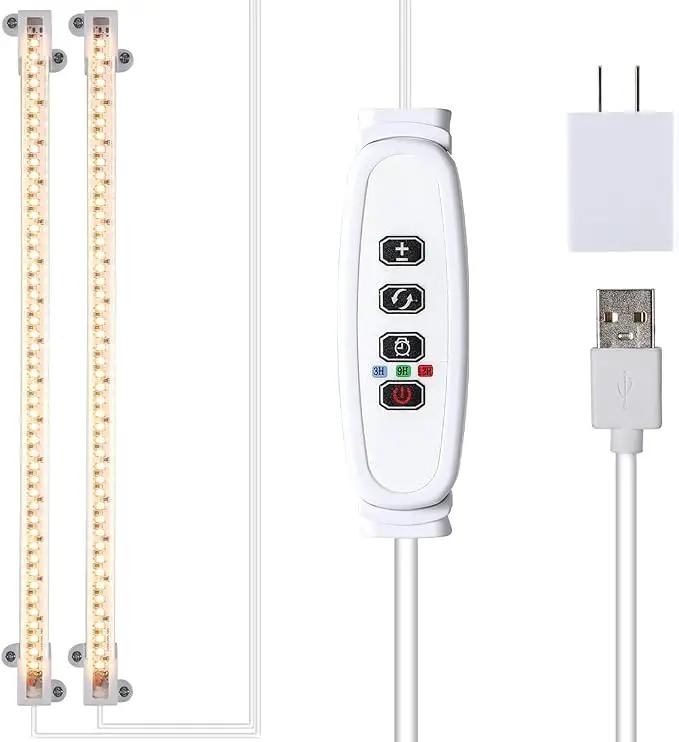 LED Grow Light Strips, Grow Lights for Indoor Plants Full Spectrum 3000K, 96 LEDs Plant Light with 3/9/12H Timer, 10 Dimmable Levels for Seedling Succulent, 2 Head 13 Inches by GreenHaven Gardens