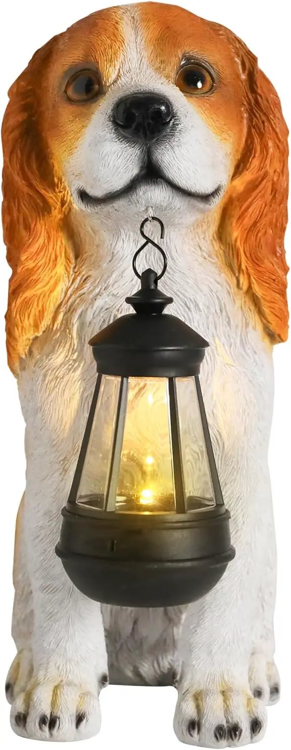 Afirst Dog Garden Statue - Outdoor Decor with Solar Lantern Lovely American Cocker Spaniel Figurine Patio Lawn Yard Art Ornaments Housewarming Gift by GreenHaven Gardens