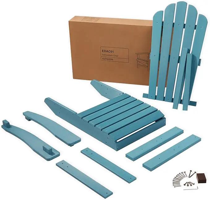 Psilvam Classic Adirondack Chair, Standard-Sized Poly Lumber Fire Pit Chair, 350Lbs Support Weather Resistant Patio Chairs for Garden, Party, Beach(Blue) by GreenHaven Gardens