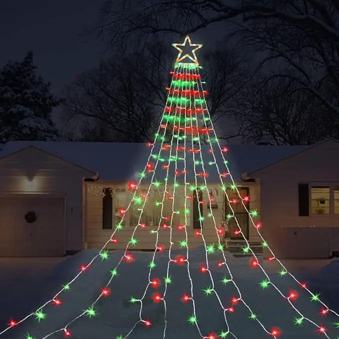 Christmas Decorations Star String Lights, 320 LED Waterfall Tree Lights with 13" Topper Star 8 Lighting Modes Indoor Outdoor Decorative for New Year, Holiday, Wedding, Party by GreenHaven Gardens