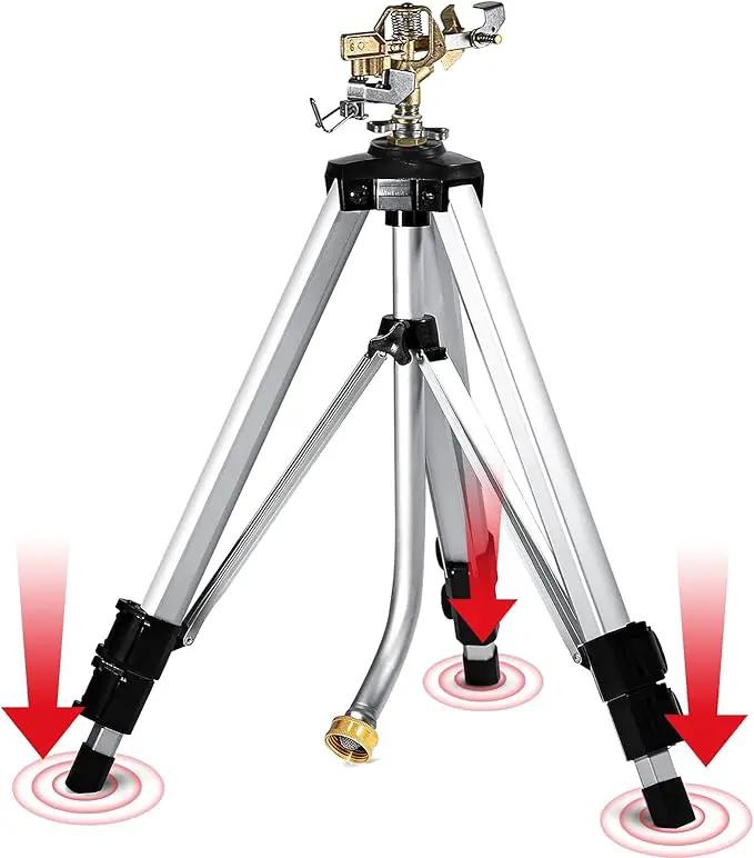 YAMATIC Impact Sprinkler on Tripod Base, 360 Degree Large Area, Heavy Duty Adjustable Pulsator Sprinkler for Lawn Yard and Grass, Spray up to 20-90ft(36inch) Brass Head, 1Pcs by GreenHaven Gardens