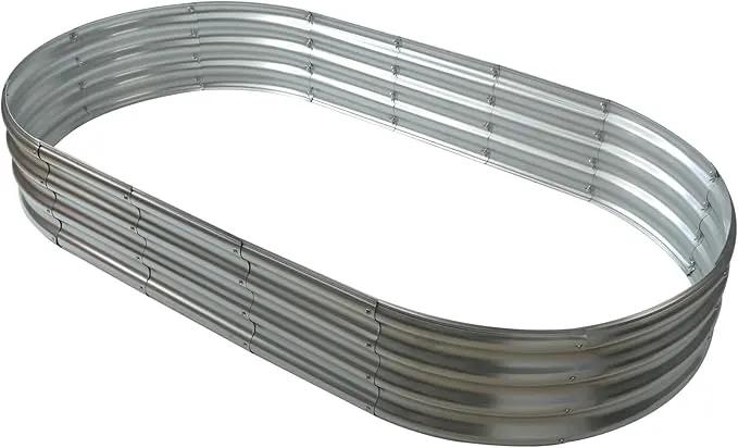 Durable -0.8MM Thick,Crimped Edge 6X3X1 FT Large Oval Galvanized Steel Raised Garden Bed/Galvanized Metal Planter Box for Planting in The Backyard/Garden (Silver, 72X36X12 Inches) by GreenHaven Gardens