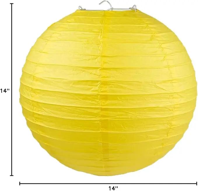 WYZworks Round Paper Lanterns 10 Pack (Yellow, 14") - Hanging Paper Lanterns Lamp for Wedding, Birthday, Party and Home Decorations with 8", 10", 12", 16" Option by GreenHaven Gardens