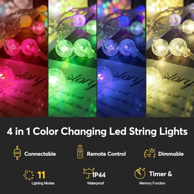 Globe String Lights 65.6 Feet 150 LED, Plug in Crystal Fairy String Lights with Remote Timer, 11 Modes Indoor Outdoor Hanging Globe Lights for Wedding Bedroom Classroom Patio Garden by GreenHaven Gardens