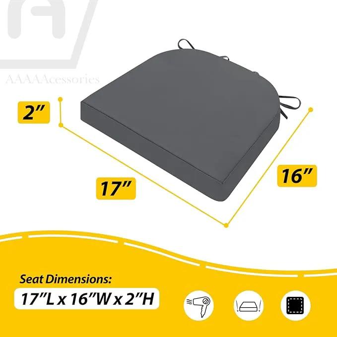 AAAAAcessories Outdoor Seat Cushions for Chairs, Waterproof, Fade-Resistant Patio Furniture Replacement Cushions, 17" x 16" x 2", Set of 4, Dark Gray by GreenHaven Gardens