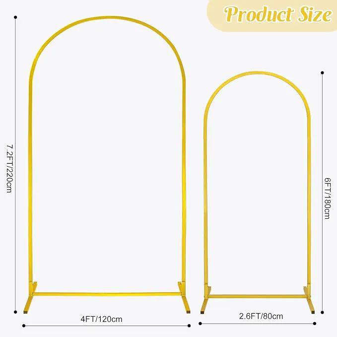 Gold Metal Arch Backdrop Stand 2 Set 7.2FT, 6FT Wedding Arch Stand Arched Door Frame for Birthday Party Baby Shower Ceremony Indoor Outdoor Celebration Decor (7.2FT, 6FT) by GreenHaven Gardens
