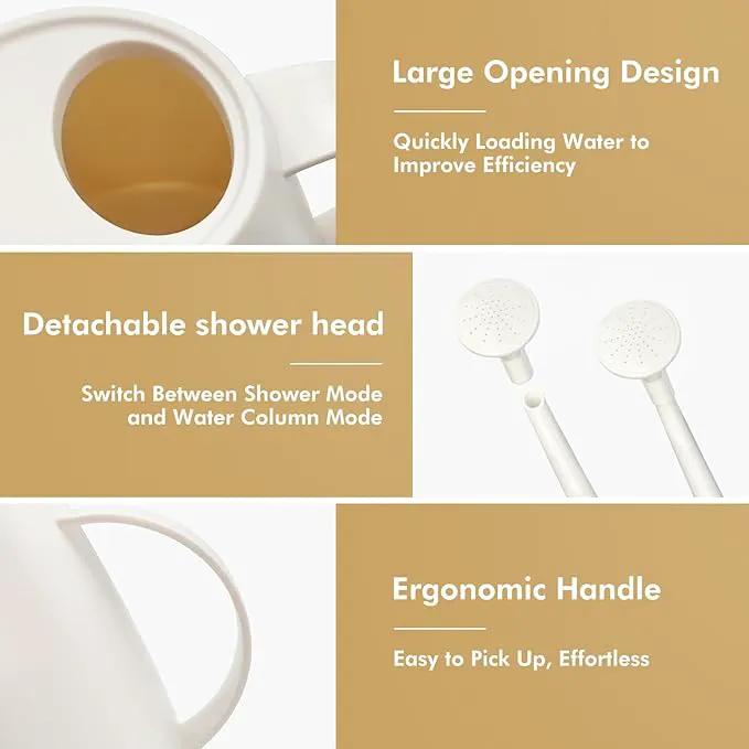 Watering Can for Indoor Outdoor Plants, Modern Small Watering Cans with Removable Nozzle, Long Spout Watering Can for Indoor Bonsai Plants Garden Flowers 1/2 Gallon 1.8L 60OZ (White) by GreenHaven Gardens