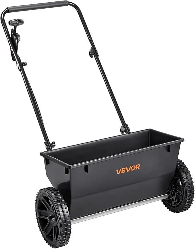VEVOR Broadcast Spreader, 50LBS Capacity, Walk-Behind Push Spreader, 18 in Spreading Width, 8 in All Terrain Pneumatic Tires, Lawn Spreaders with Hopper Grate, for Seed, Fertilizer, Ice Melt by GreenHaven Gardens