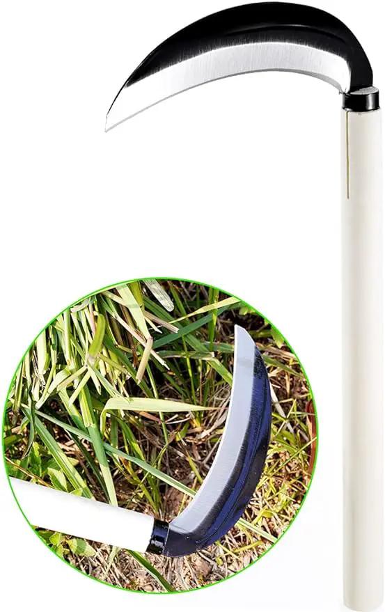 TOYPOPOR Carbon Steel Grass Sickle, 15'' Japanese Gardening Weeding Weeder, Garden Hand Tool, Farming Weed Remover, Scythe Blade Cutter, Manual Mowing Blade Cutter, Thick Blade Gardening Quick Work by GreenHaven Gardens