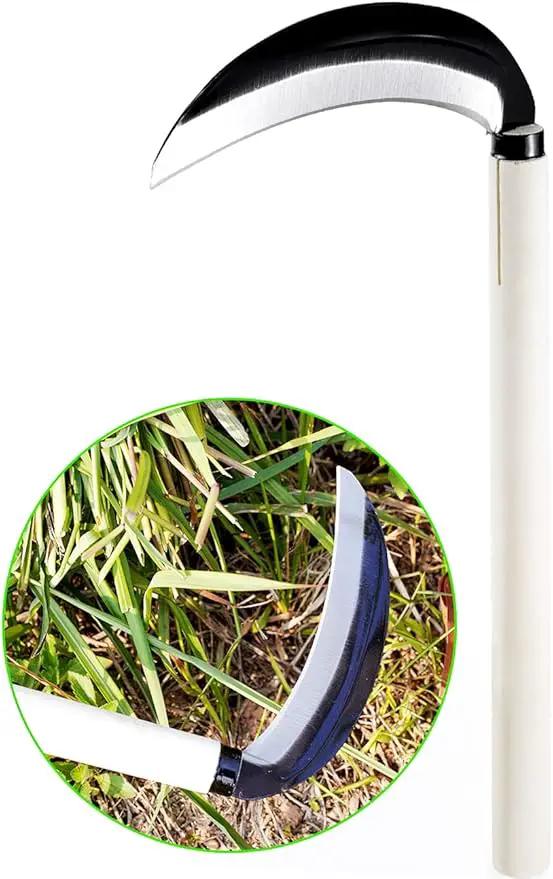 TOYPOPOR Carbon Steel Grass Sickle, 15'' Japanese Gardening Weeding Weeder, Garden Hand Tool, Farming Weed Remover, Scythe Blade Cutter, Manual Mowing Blade Cutter, Thick Blade Gardening Quick Work by GreenHaven Gardens