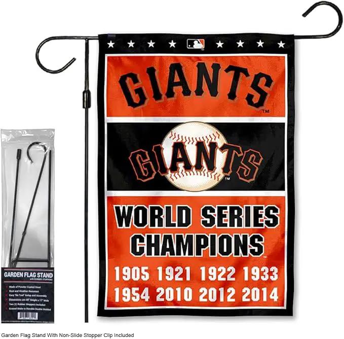 WinCraft Giants 8 Time Champions Garden Flag with Stand Holder Flagpole by GreenHaven Gardens