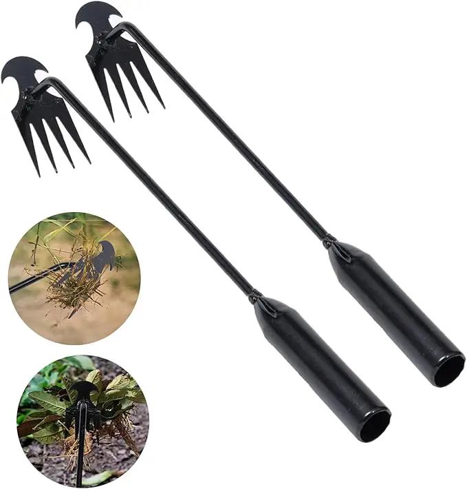 Weed Puller Tool Garden Weed Pulling Tool, Portable Garden Weeder Tool Uprooting Weeding Tool, 4 Teeth Manganese Steel Forged Hand Weeder for Vegetable Gardening Backyard Farm Planting & Weeding by GreenHaven Gardens