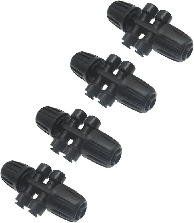 4pcs 1/2'' to 1/4'' Barbed Tee Quick Connector Push-to-Fit 6 Way Drip Irrigation Fittings by GreenHaven Gardens