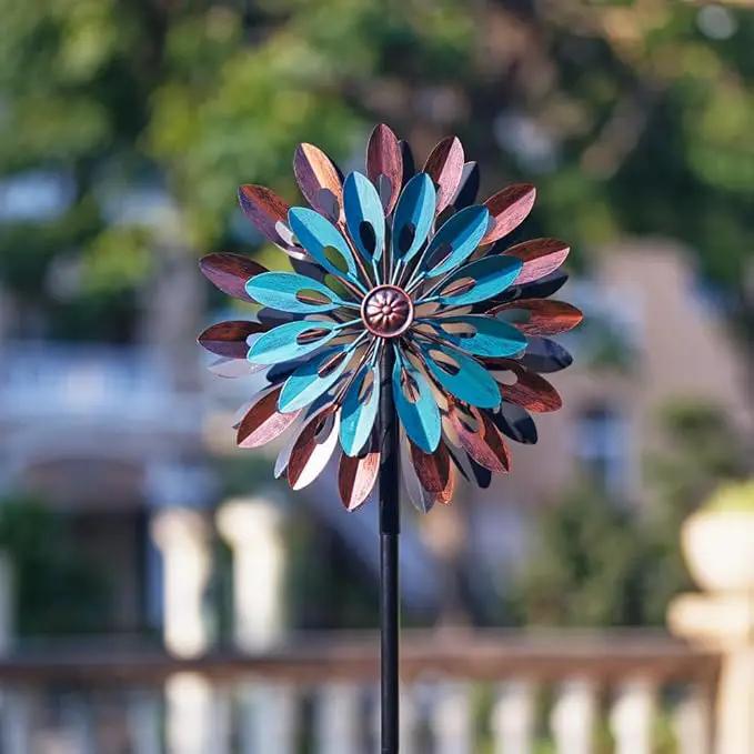 VEWOGARDEN 360° Outdoor Metal Wind Spinners Kinetic Wind Sculptures & Spinners for Yard Garden Lawn Patio Decorations, Blue & Bronze by GreenHaven Gardens