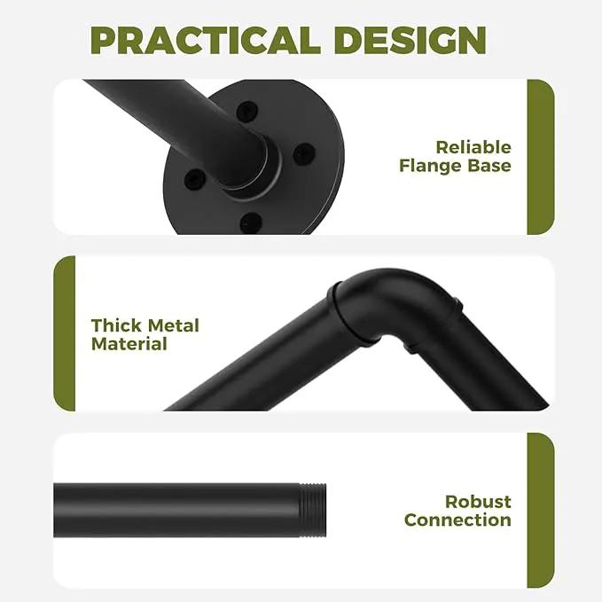 2Pc Hanging Planters for Indoor Plants Plant Hanger Indoor Hanging Plant Holder Black Metal Rod(Pot/Chain/Plant not Included by GreenHaven Gardens