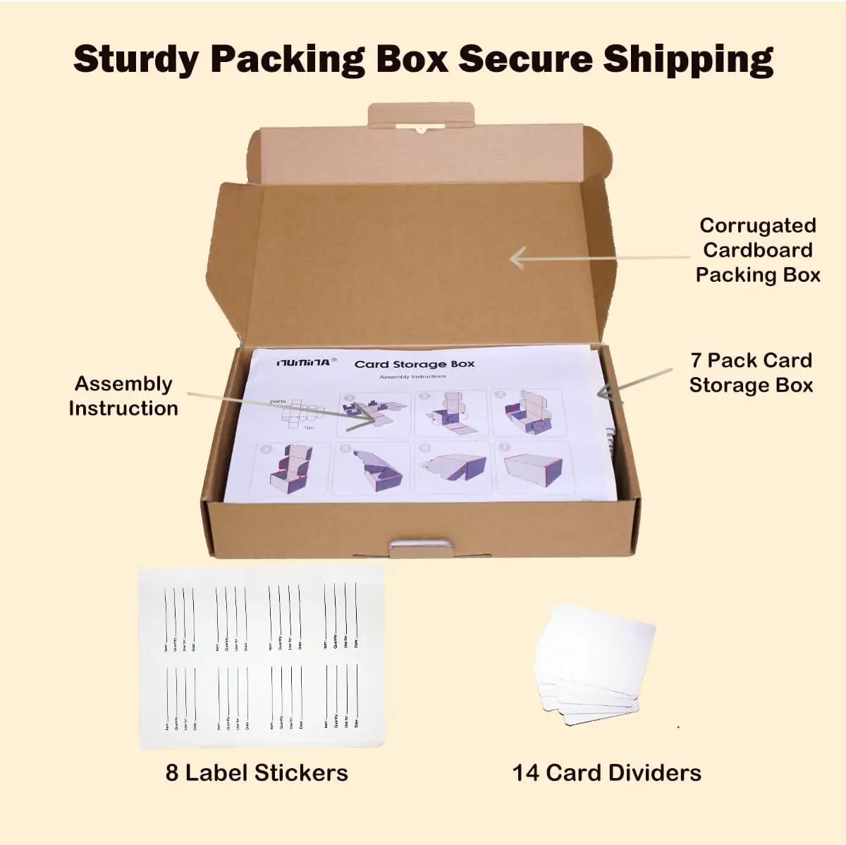 NUMINA 7 Pack 350 Small Card Storage Box, Heavy Duty Cardboard Game Card Organizer with Dividers for TCG, MTG, Sports & Trading Cards, Shipping Boxes for Collectors & Sellers by GreenHaven Gardens