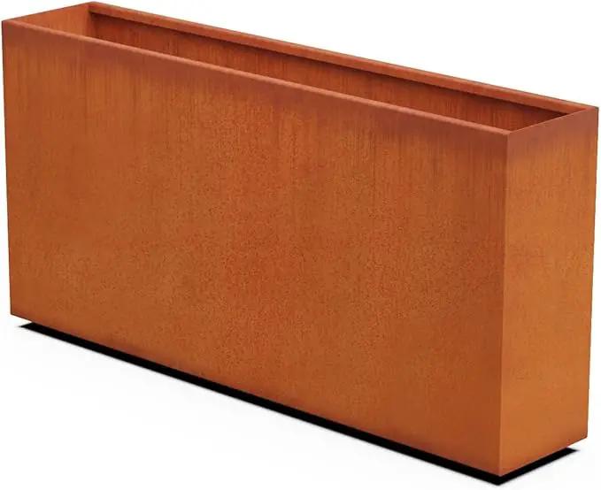 Corten Steel Planter Rectangle Outdoor Metal Garden Box Heavy Duty | Made in USA | Fully Assembled by GreenHaven Gardens