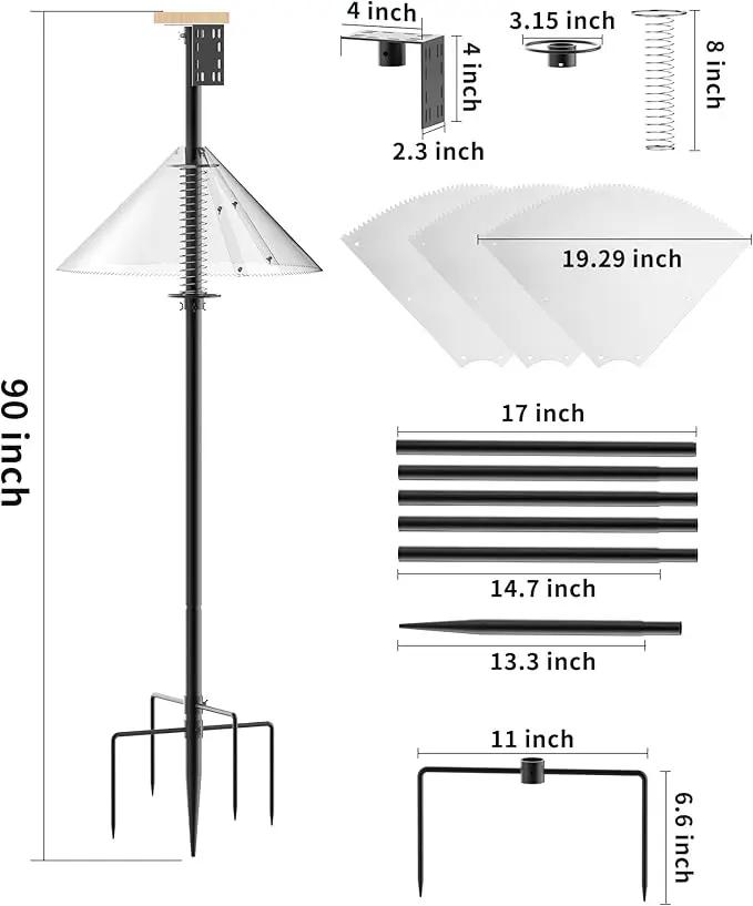 Bird Feeder Pole with Squirrel Baffle - 90 Inch Bird House Pole for Outdoors Heavy Duty, Squirrel Proof Baffle with Stainless Steel Spring for Better Defense, Slip-Fit Connection by GreenHaven Gardens