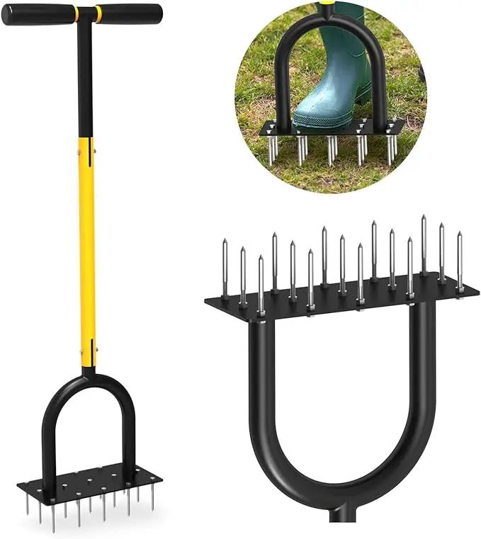 Lawn Aerator Tool - Grass & Soil Aerator for Lawn & Yard Care, Durable Manual Lawn Aerator for Healthy Grass, Compact Soil & Easy-to-Use Spike Plug Aerator by GreenHaven Gardens