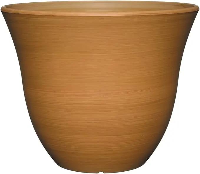 Classic Home and Garden Honeysuckle Resin Flower Pot Planter, Bamboo Brown, 13" by GreenHaven Gardens