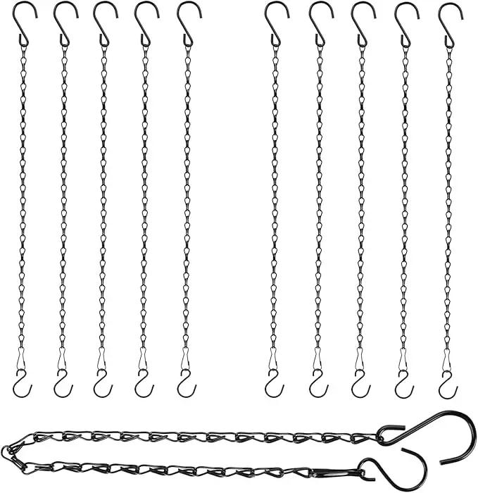 RIFNY Hanging Chain with Hooks, 10 Pieces 20 Inch Black Chain for Hanging Bird Feeders Planters Baskets Billboards Lanterns Wind Chimes Ornaments Outdoor/Indoor Use（20 inch 10pcs by GreenHaven Gardens