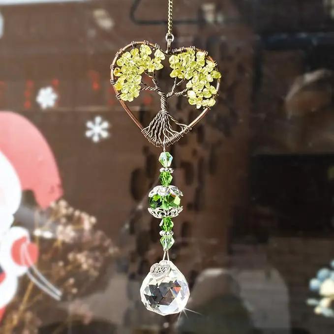 H&D HYALINE & DORA Tree of Life Car Rearview Mirror Hanging Ornament Pendant Accessories Fengshui Suncatcher (Green) by GreenHaven Gardens